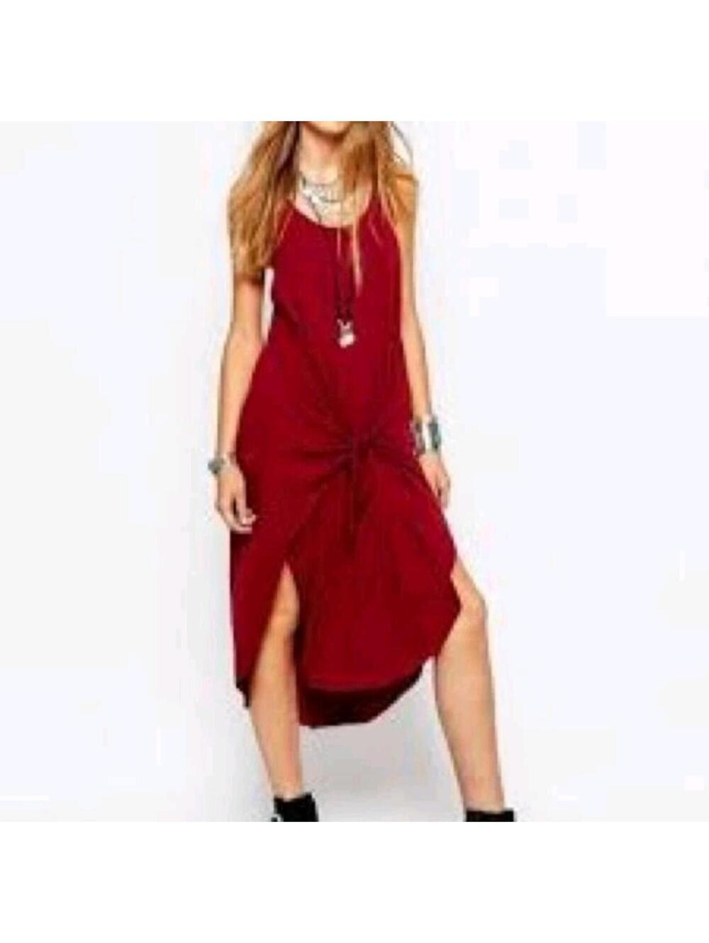 Free People Tie-Front Jersey Midi Dress